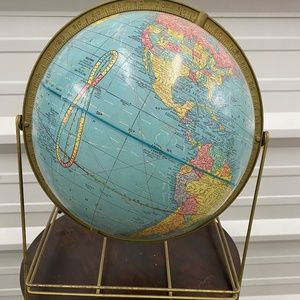 Vtg Crams Imperial 12 Inch World Globe Aviation Routes Metal Base USSR 1960’s
